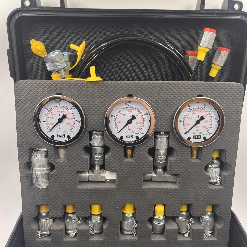 Kit per Test di Pressione idraulica Kit manometro per Test Idraulico Manometro Compatibile con Parti di macchinari per escavatori (Compatibile con)