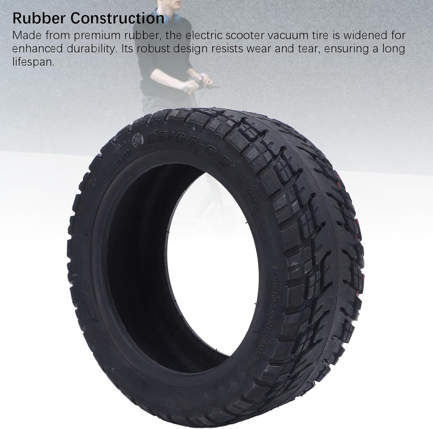 Asixxsix 85/65-6.5 Electric Scooter Off Road Tire 10 Inches Vacuum Tire, Off Road Wheel Tubeless Rubber Tyre, Puncture Proof Explosion Proof Tyre Electric Scooter Replacement