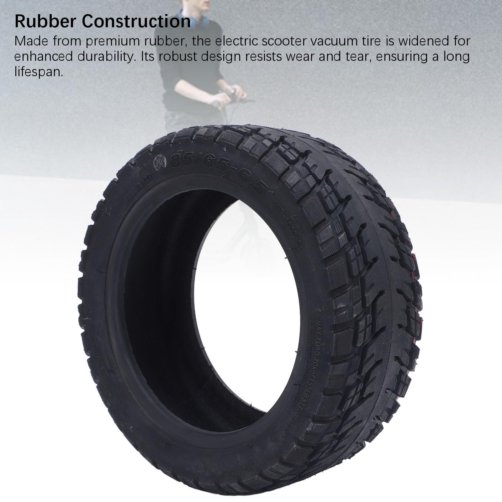 10 Pollici 85/65-6.5 Pneumatico per Vuoto Scooter Elettrico, Ruota Scooter Anti-slip Tubeless per la Sostituzione