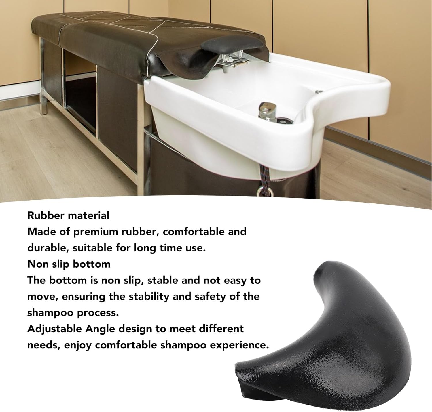 Professional Rubber Hair Wash Cushion with Non Slip Bottom Adjustable Angle Hair Washing Neck Pillow Shampoo Bowl Neck Support for Barber Shop