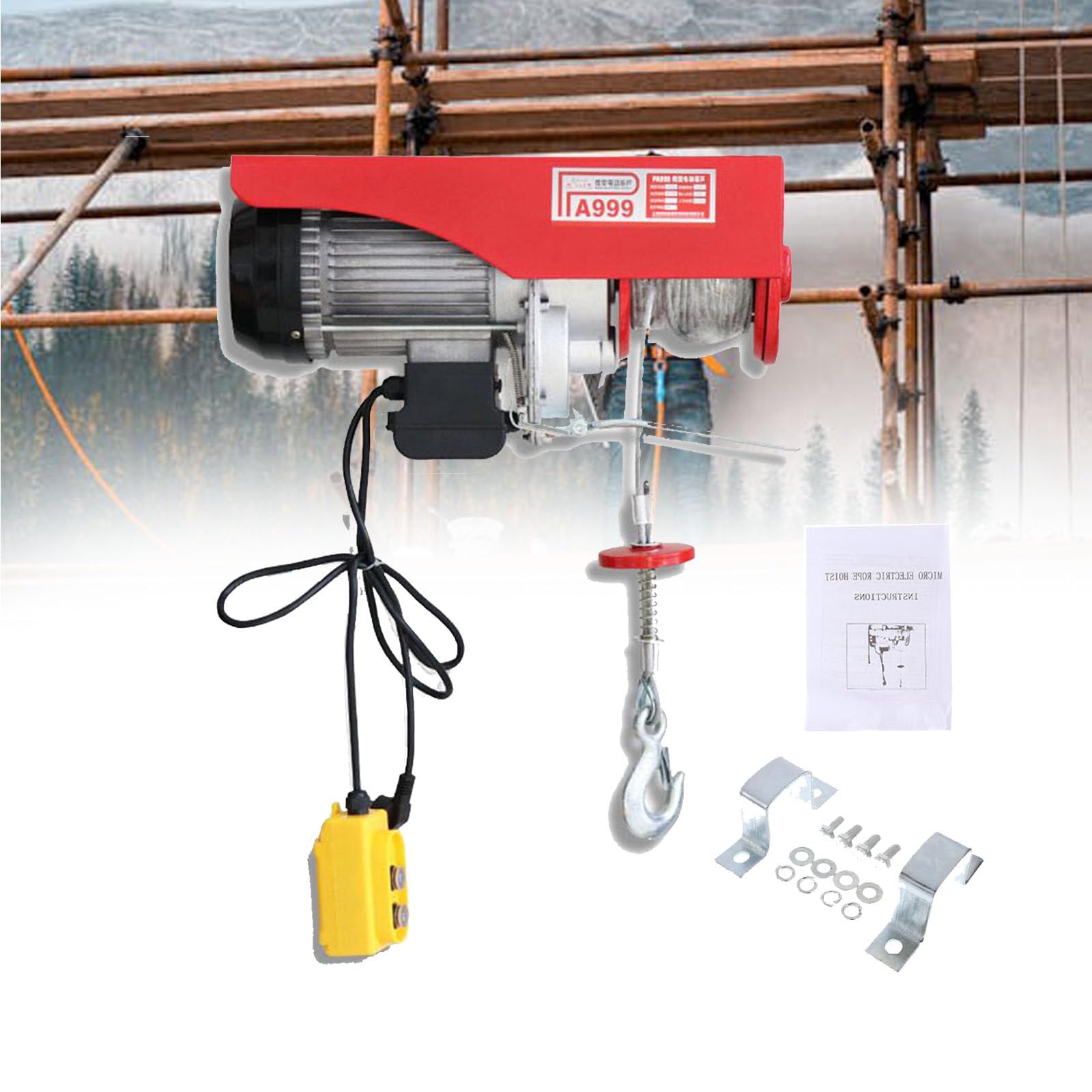 Nuovo Ascensore Portatile, Verricello Elettrico, Paranco Elettrico per Carichi Pesanti, con Telecomando A Filo E Verricello Elettrico A Imbracatura Singola/Doppia 400kg-30m