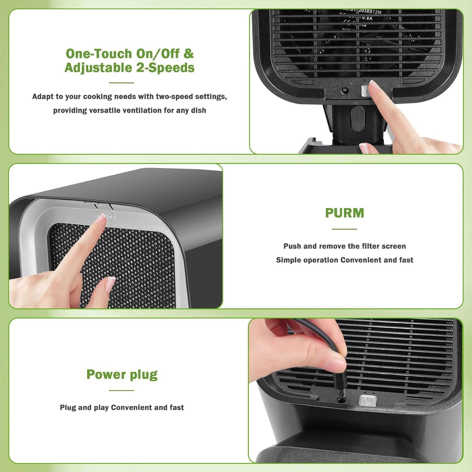 Portable Range Hood, Portable Desktop Range Hood for Cooking with Detachable Filter & Oil Collection Box, Adjustable Angle Height (Black)
