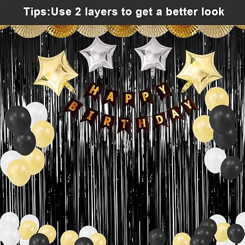 Miniatura 4 de BEAYFILY Cortinas de flecos para decoración de fiesta, serpentinas de oropel, decoración de fiesta de cumpleaños, telón de fondo con flecos para