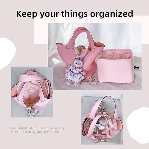 Miniatura 8 de DGAZ Organizador de bolso, sedoso y suave, seda, bolso de mano de lujo en moldeadores de bolsa, para mujer, se adapta a picotin1822 bolsas (rosa,