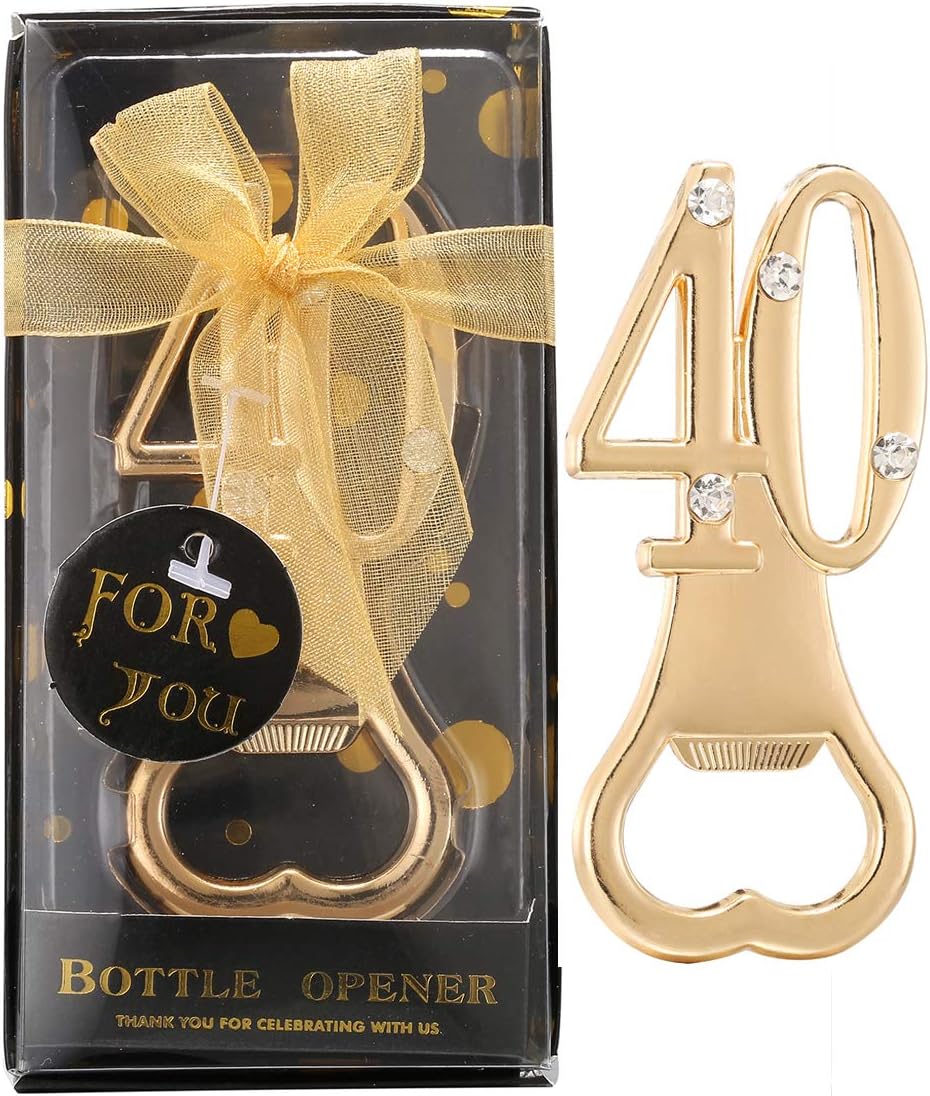 🛒 Flash Sale 36 Pcs Black and Gold 40 Birthday Party Favors 40th Bottle Opener,Gold 40 Wedding Anniversary Party Favors Gift Keepsake Souvenirs for Party Favors & Decorations (Black 40th, 36)