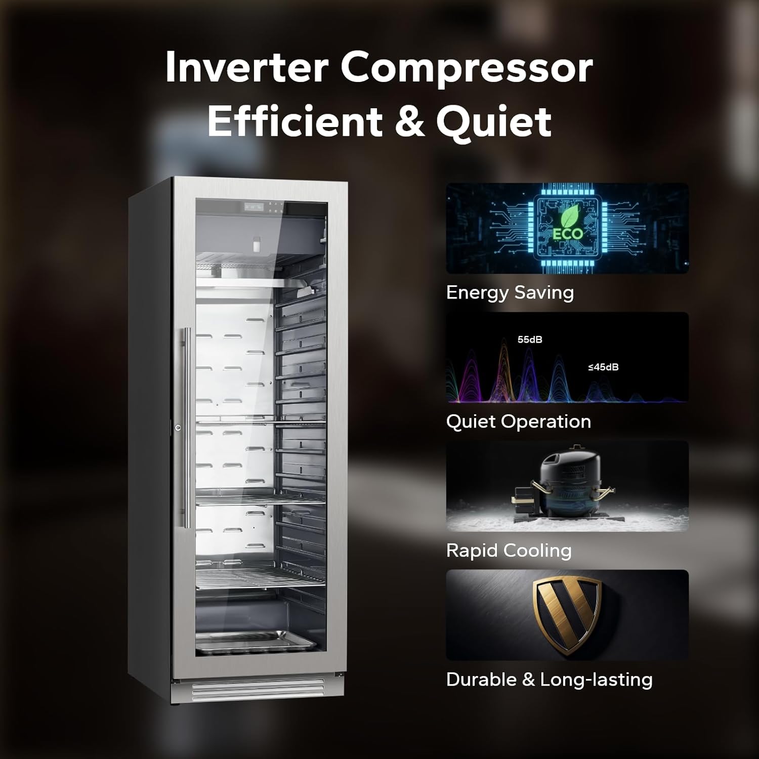 Ca'Lefort Dry Age Fridge for Steaks, Dry Aging Fridge for Meat, Ribeye, Lamb & Ham, Holds 298 lb, Professional Dry Ager for Restaurant/Bar/Kitchen, Serve Premium Aged Beef in 21–45 Days (12.46 cu.ft)