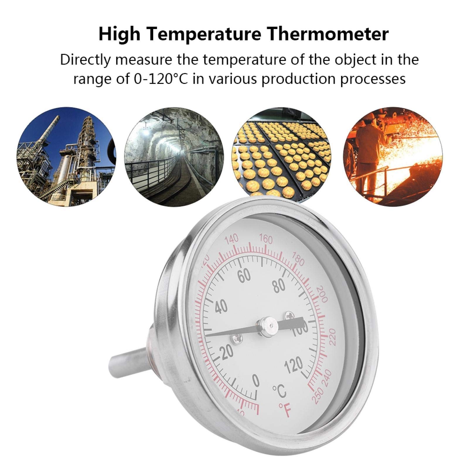 Termómetro bimetálico, termómetro de esfera analógica de doble escala, herramienta de medición sensible para parrilla de horno
