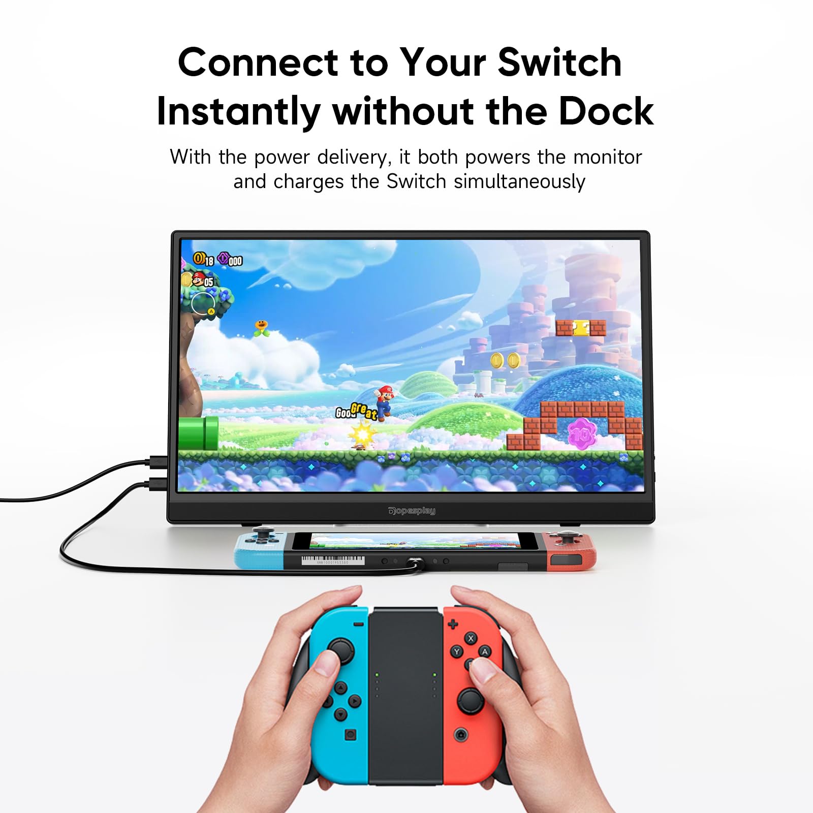 Dopesplay 2025 - Nuovo 15,6 Pollici Monitor Portatile FHD 1080P per Giochi, Doppi Altoparlanti, Compatibile con Laptop, PC, Mac, PS4/PS5, Xbox e Nintendo Switch