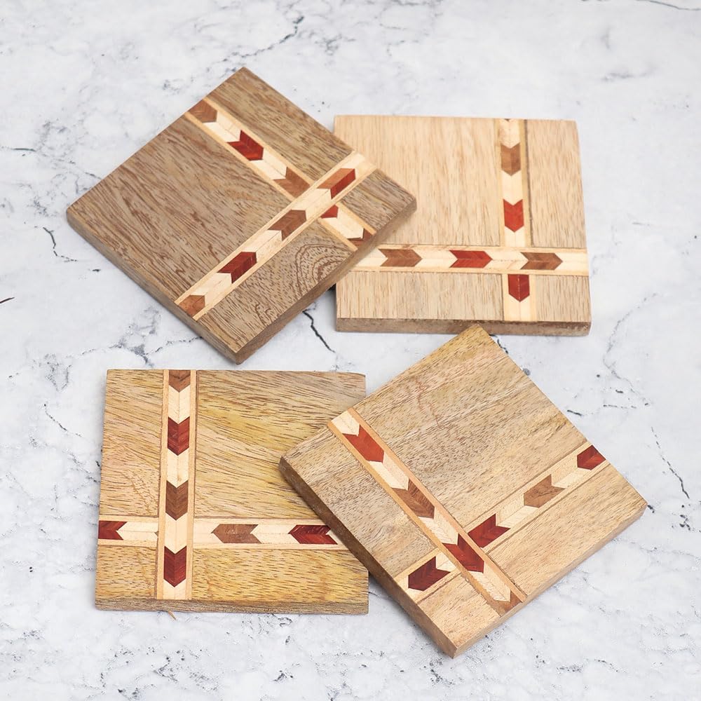 IndianShelf Tea Coasters Set of 18| Wooden Items for Gift| Coasters for Cups| Tea Coaster| Dining Table Coaster| Costers| Dinner Table Accessories| Bar Set for Home| Wine Gift Set