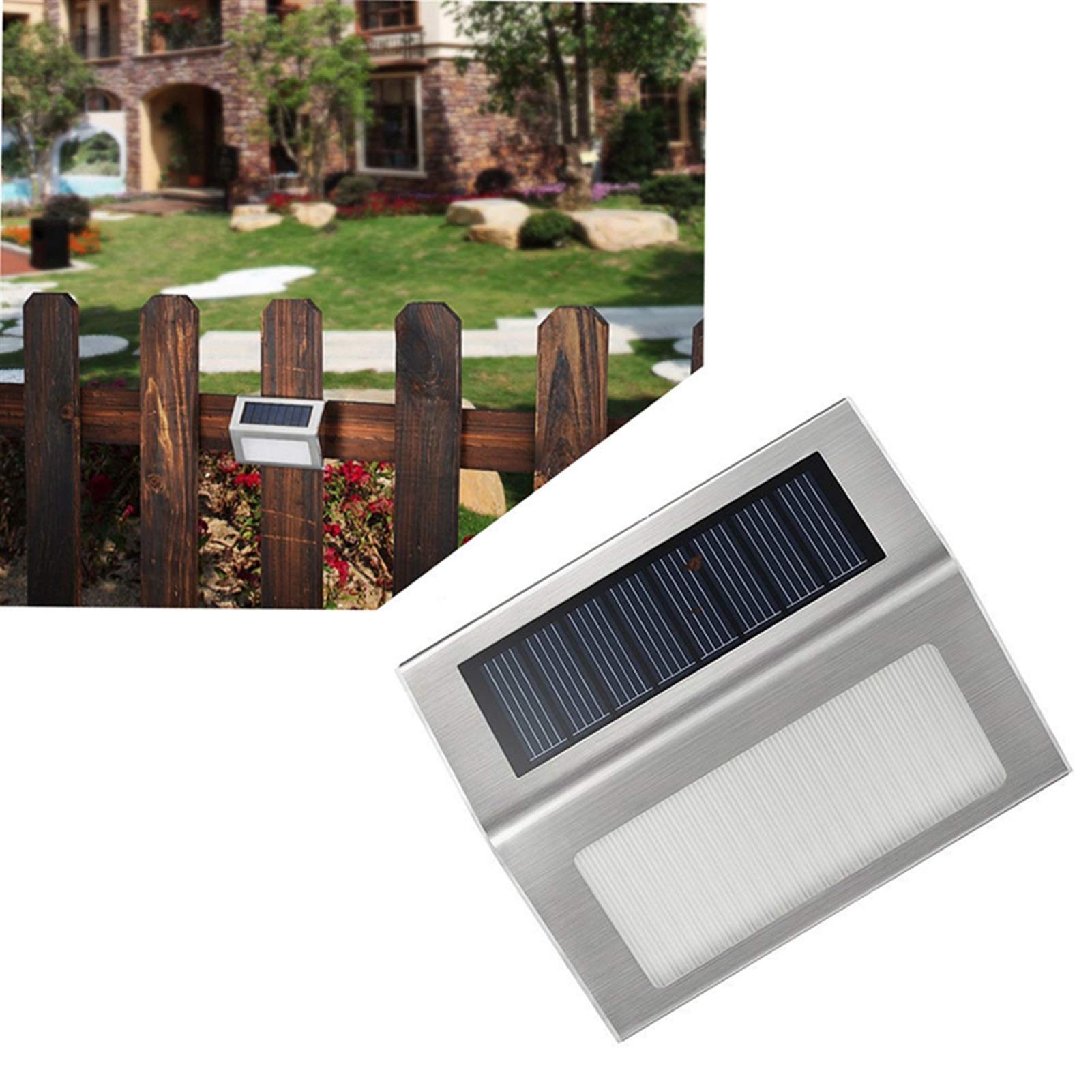 Światła na zewnątrz 2 Pack Solar Wall Ogrodowy Lampka Schody Outdoor Led Step Schody Światło 3leds Wodoodporna Ogród Ze Stali Nierdzewnej Gospodarstwa Domowego Oświetlenie uliczne