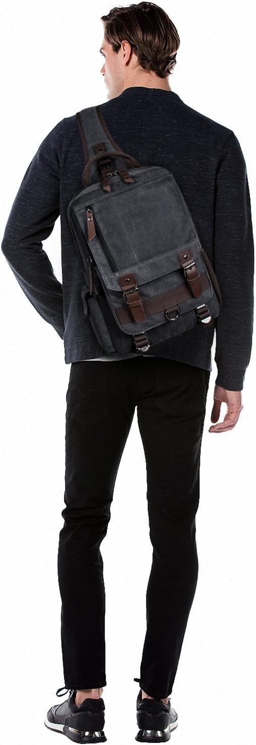 Canvas Messenger Bag Crossbody Shoulder Backpack Sling Bag Rucksack Daypack Casual Travel - Image 6