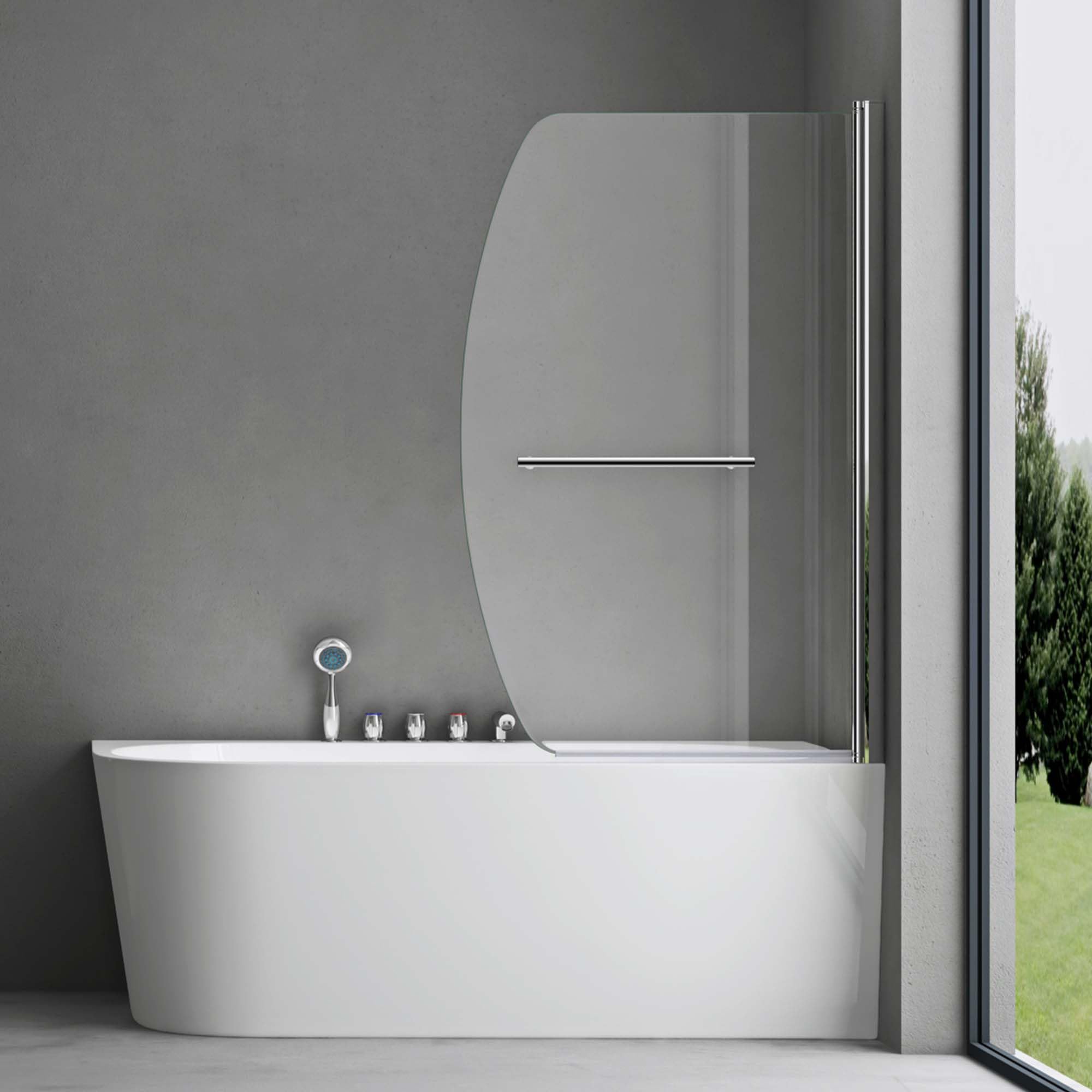 doporro mampara de ducha de diseño 90x140 cm para fijación a la bañera mampara de ducha vidrio de seguridad templado 6 mm con recubrimiento NANO mampara de baño abatible