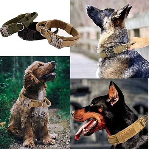 Miniatura 2 de Hotlion Collar táctico para perros medianos y grandes, ajustable, de nailon, para entrenamiento militar, collar para perros grandes, collar de perro