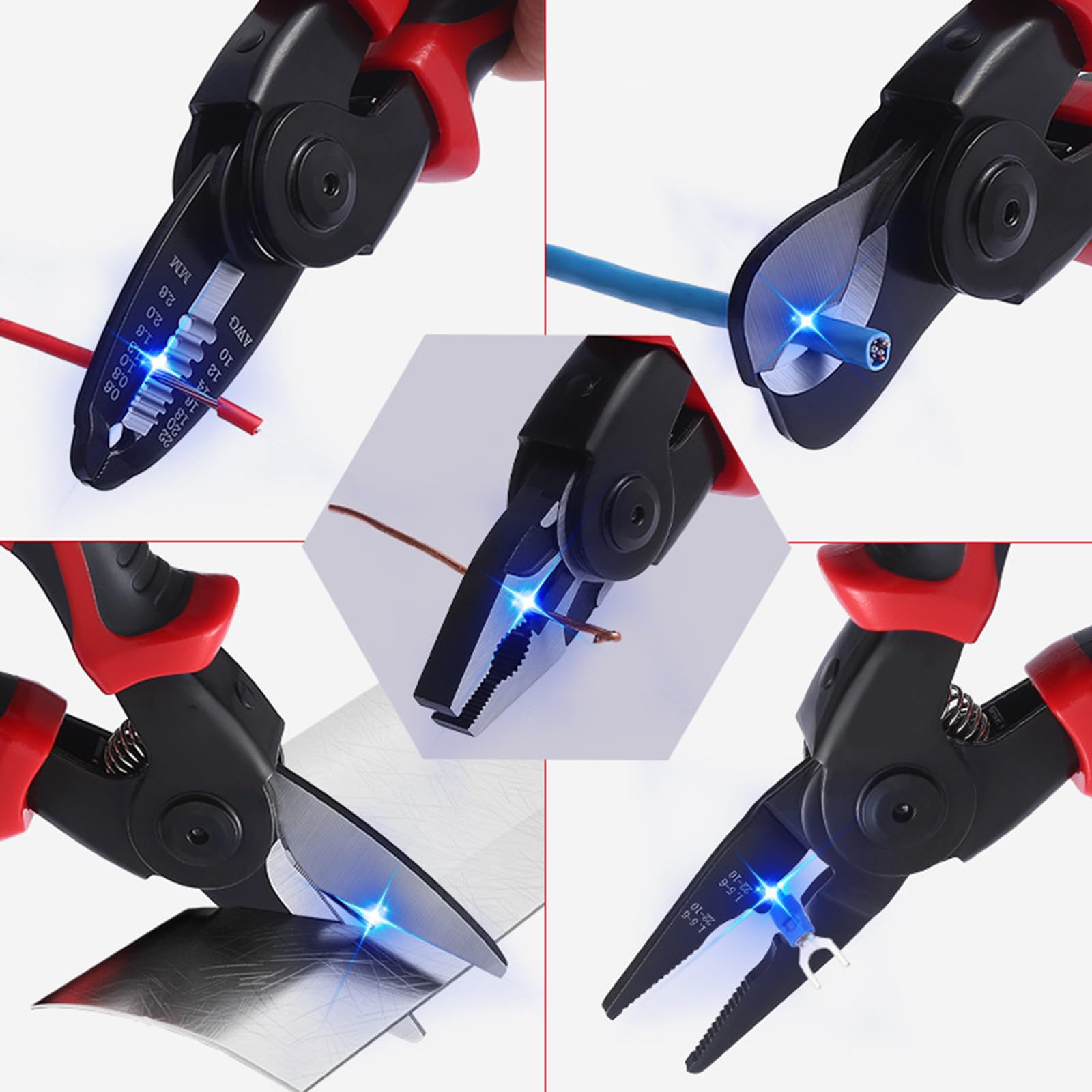 Juego De Alicates De Engarzado Ergonómicos De Cambios Rápidos Para Múltiples Herramientas Para Un Manejo Cómodo En Tareas Eléctricas Y De Mejora Del Hogar Alicates Para Proyectos Artesanales