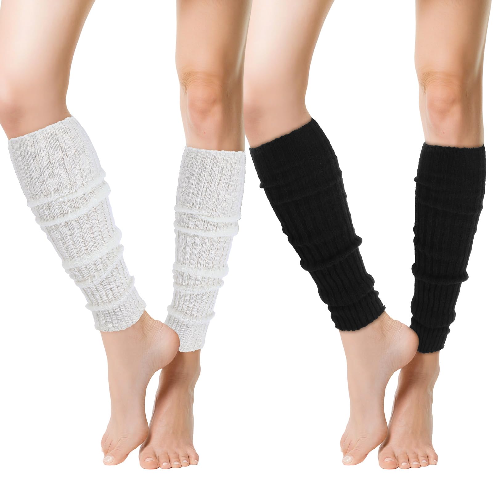 Leg Warmer for Women 2 Pairs Leg Warmers 80s Winter Extra Long Leg Warmer Ribbed Knitted Long Socks