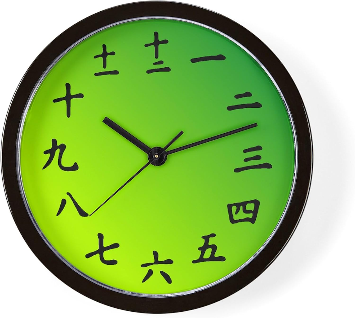 CafePress Gradient Green Japanese Kanji 10" Wall Clock for Livingroom, Kitchen, or Office