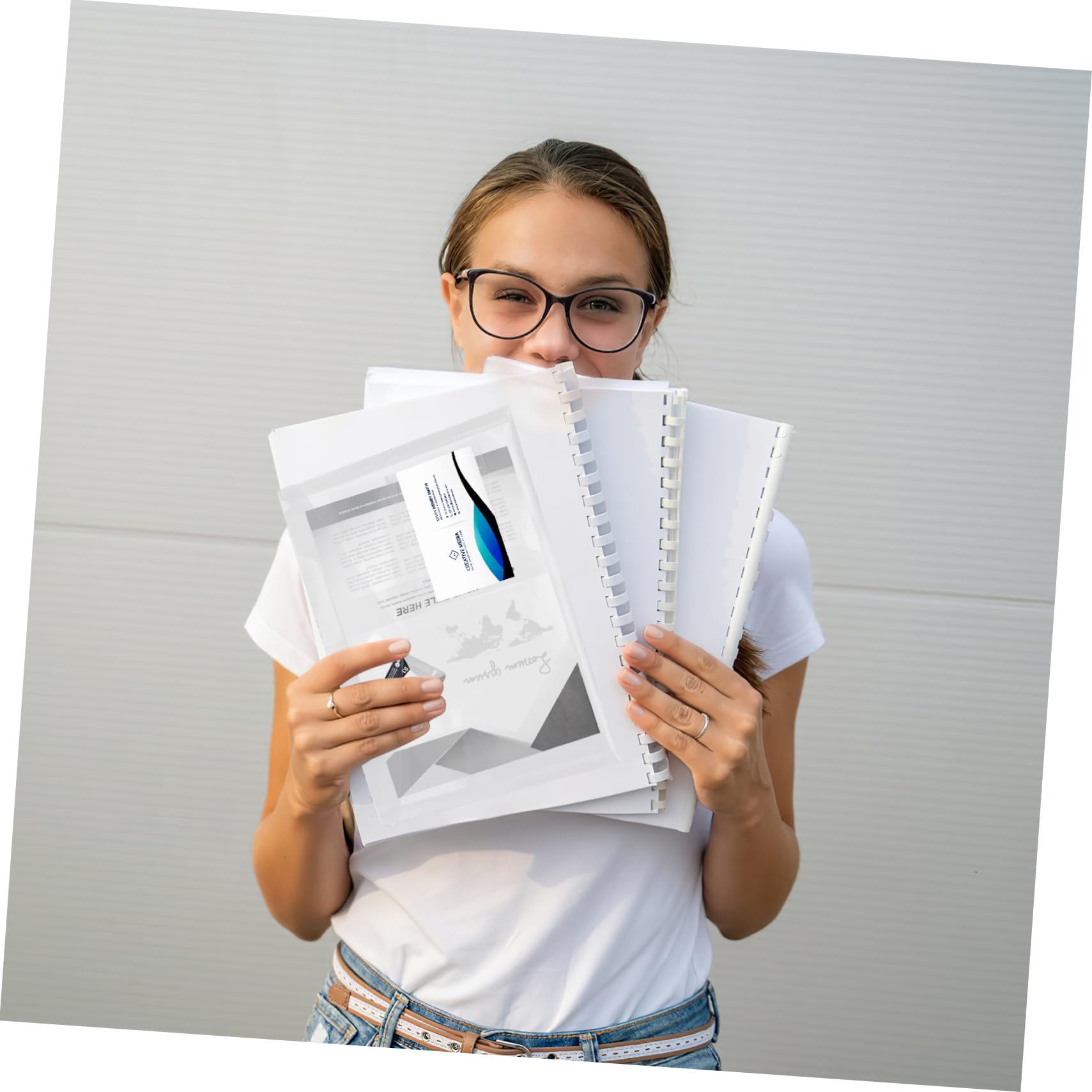 PLAFOPE Borsa Documenti A5 in Pp con Bottone a Pressione e Tasca per Carte da Visita 20pezzi Contenitore per Documenti Trasparente con Ampia Capacità