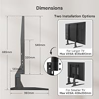 1home Univerzális TV Állvány Asztali Monitortartó 22-65" Képernyőkhöz - Televízió Talp Konzol LCD LED Képernyőemelő 7