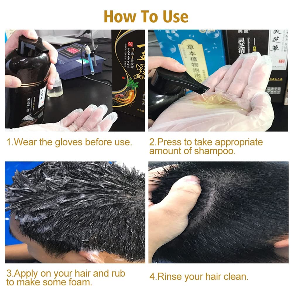 3-in-1 Black Hair Dye Shampoo for Women and Men - 500ML Instant Herbal Hair Darkening Shampoo - 10 Mins No More Grey or White Hair product thumbnail 7