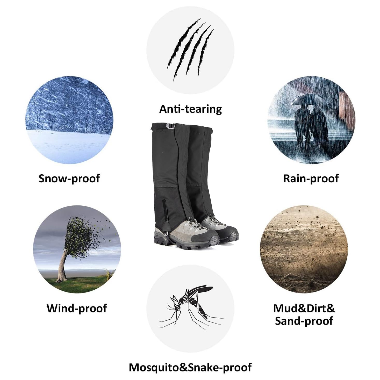 Beingamaschen, Atmungsaktive Schlangengamaschen, Verstellbare Schuhgamaschen, Verschleißfestes 1000D-Gewebe for Alle Outdoor-Sportarten Und Arbeiter (geeignete Schuhgröße: 38–46)