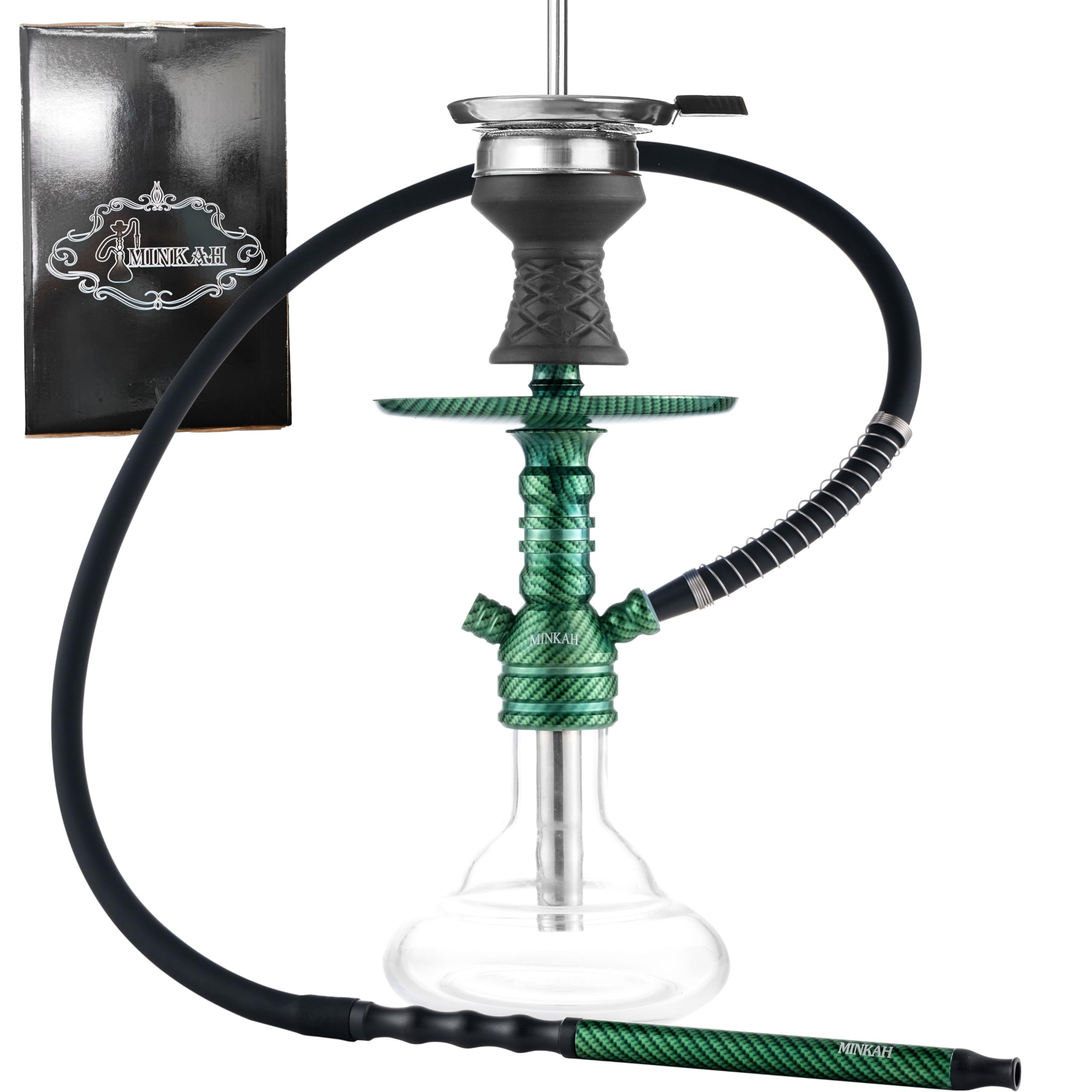 Hookah Set Carbon Fiber Pattern with Accessories Silicone Hose Bowl Tongs Mouth Tips Small Aluminum Hooka Portable Shisha