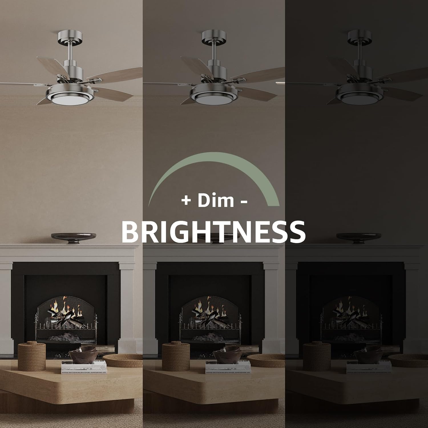 Ceiling Fans with Lights and Remote Control, 42 Inch Flush Mount Ceiling Fan with Quiet Reversible DC Motor, Dimmable LED Lighting, 6 Speeds, Timer, Nickel Ceiling Fan for Bedroom Living Room