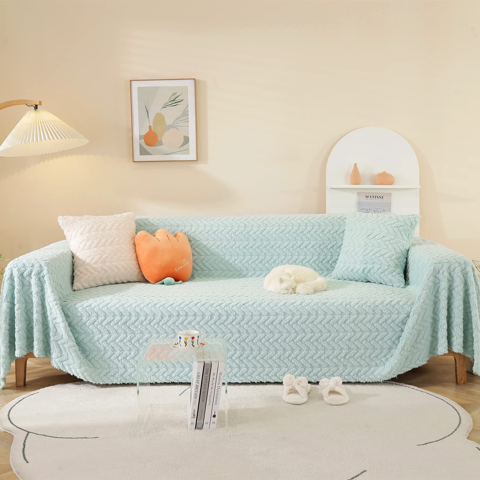 Jeté de canapé grande taille bleu pour réchauffer vos soirées dans le salon