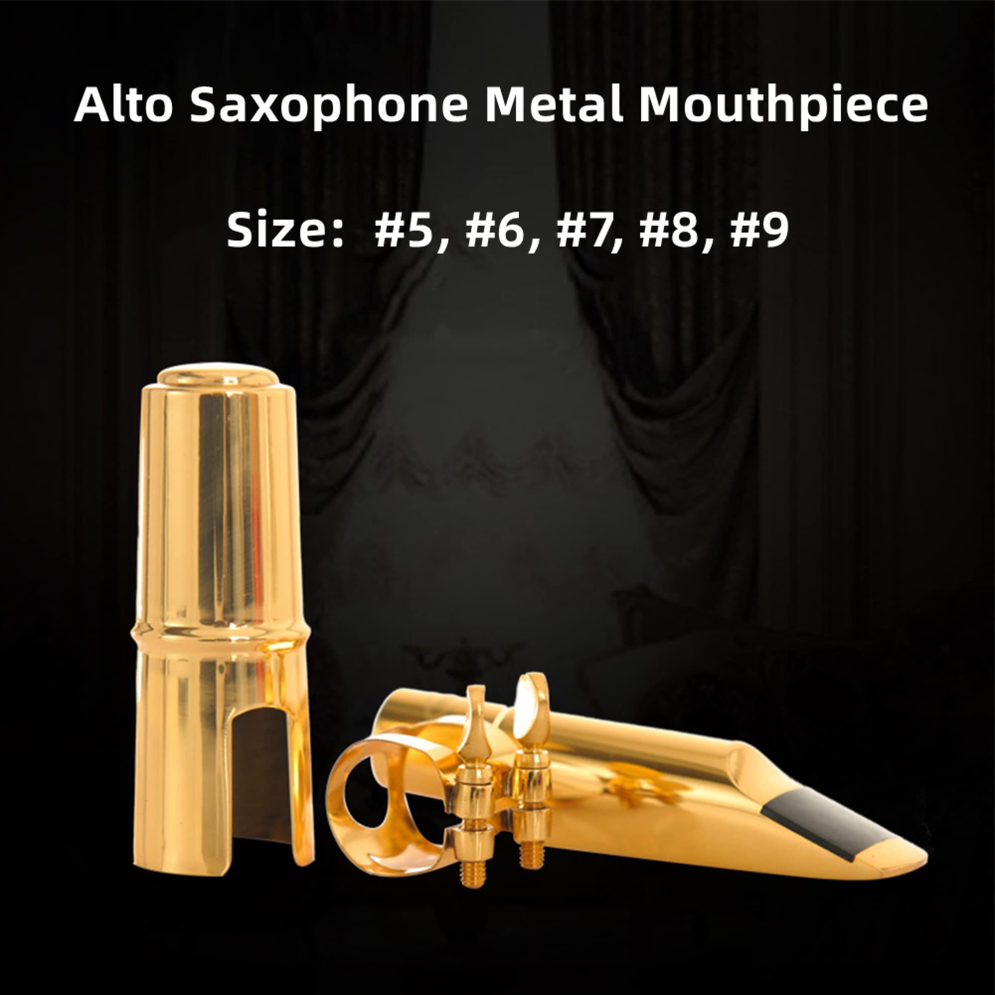 RANRAO Profi Messing Altsaxophon Metall Mundstück in verschiedenen Größen mit Blattschraube und Kappe