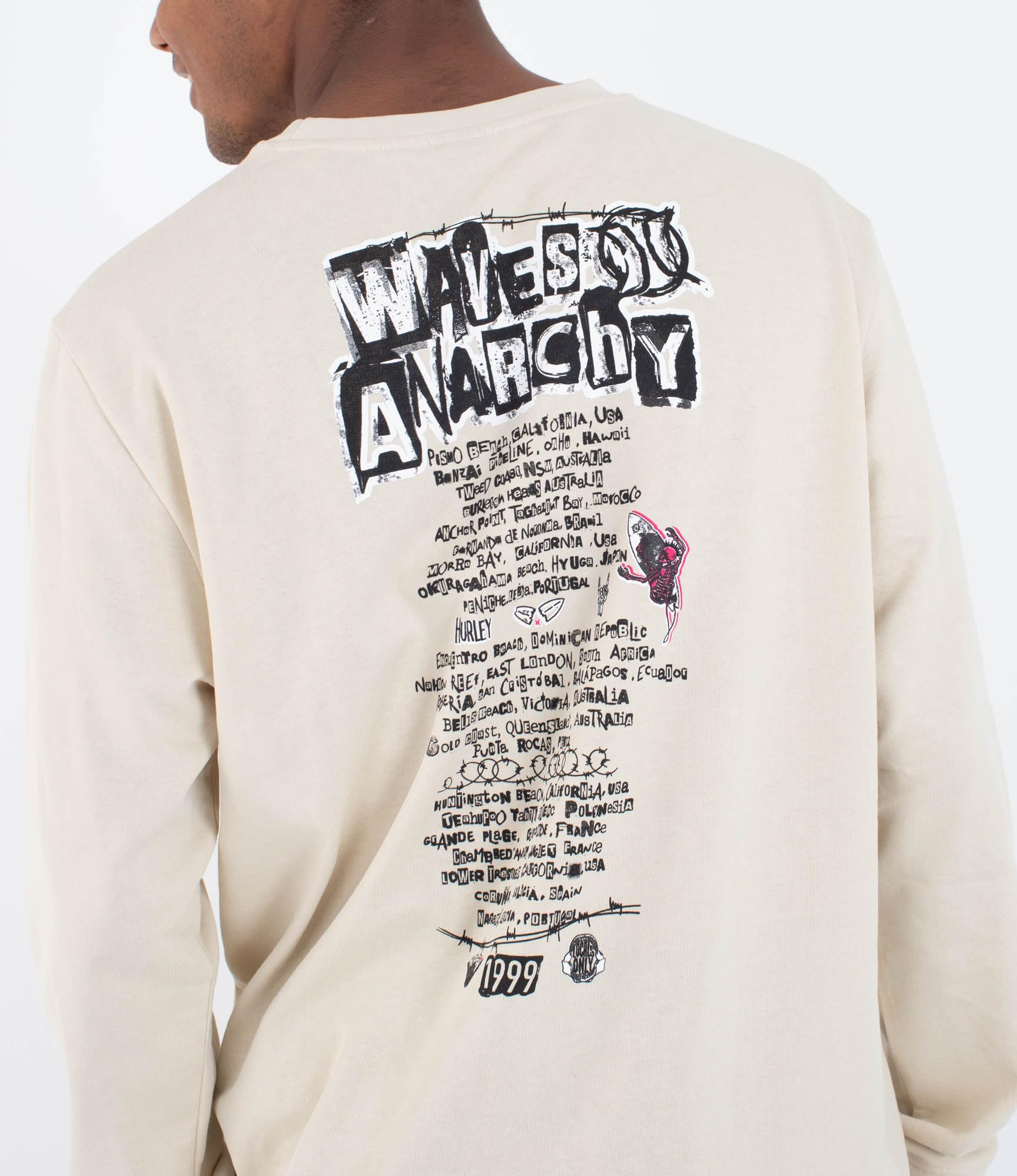 Hurley Wave Anarchy Sudadera Hombre sin Capucha Oversize Surf Cuello Redondo