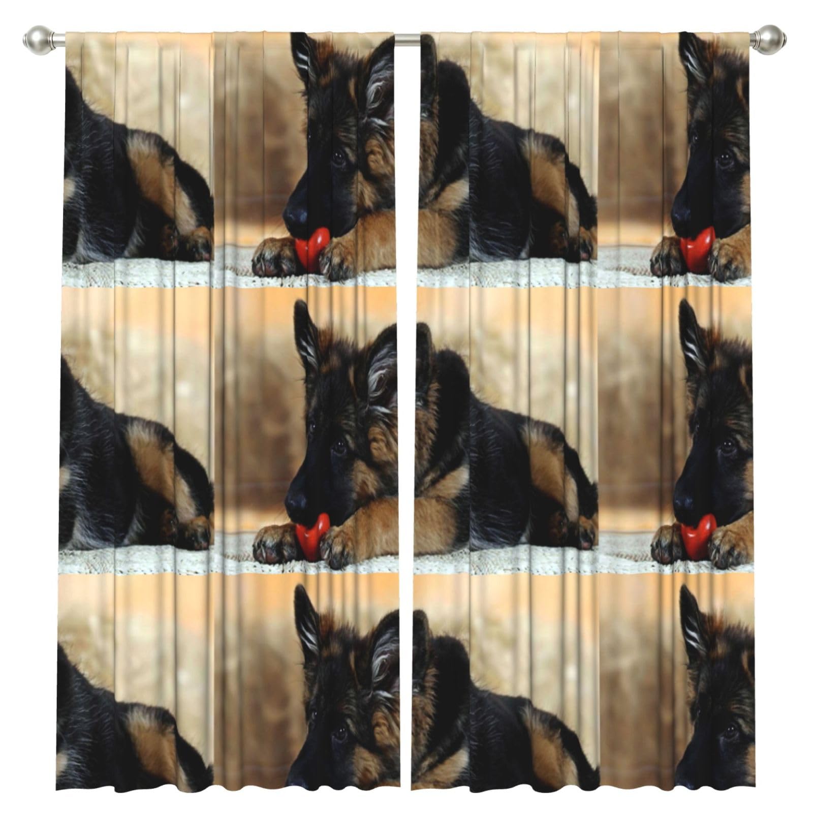 InOmak German Shepherd, 2 Panels Window Curtains 52 x 84 Inch Blackout Curtains for Living Room Bedroom