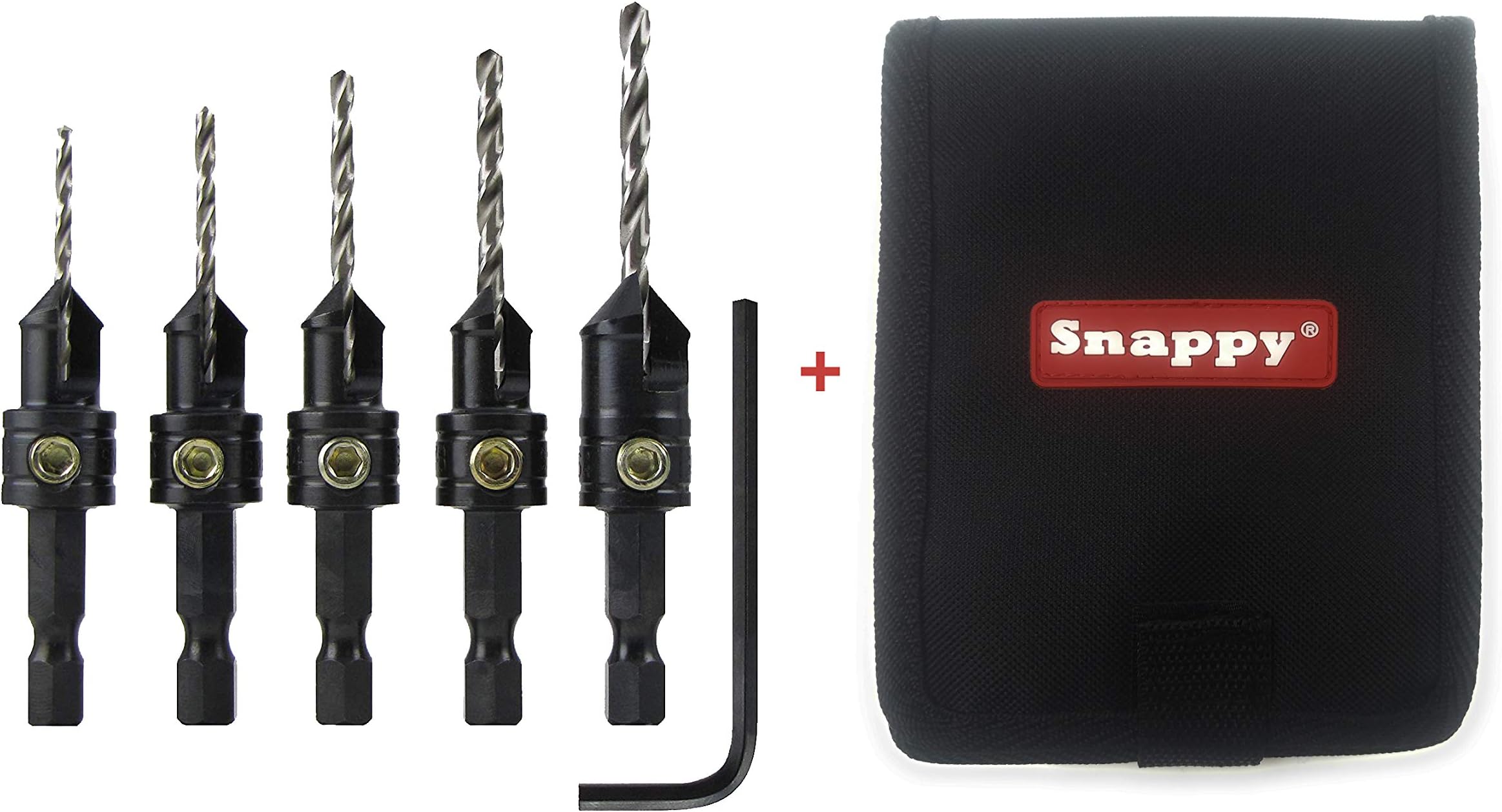 Tools Brand Quick-Change 5-Pc. Countersink Drill Bit Set with Case. Proudly Made in The USA