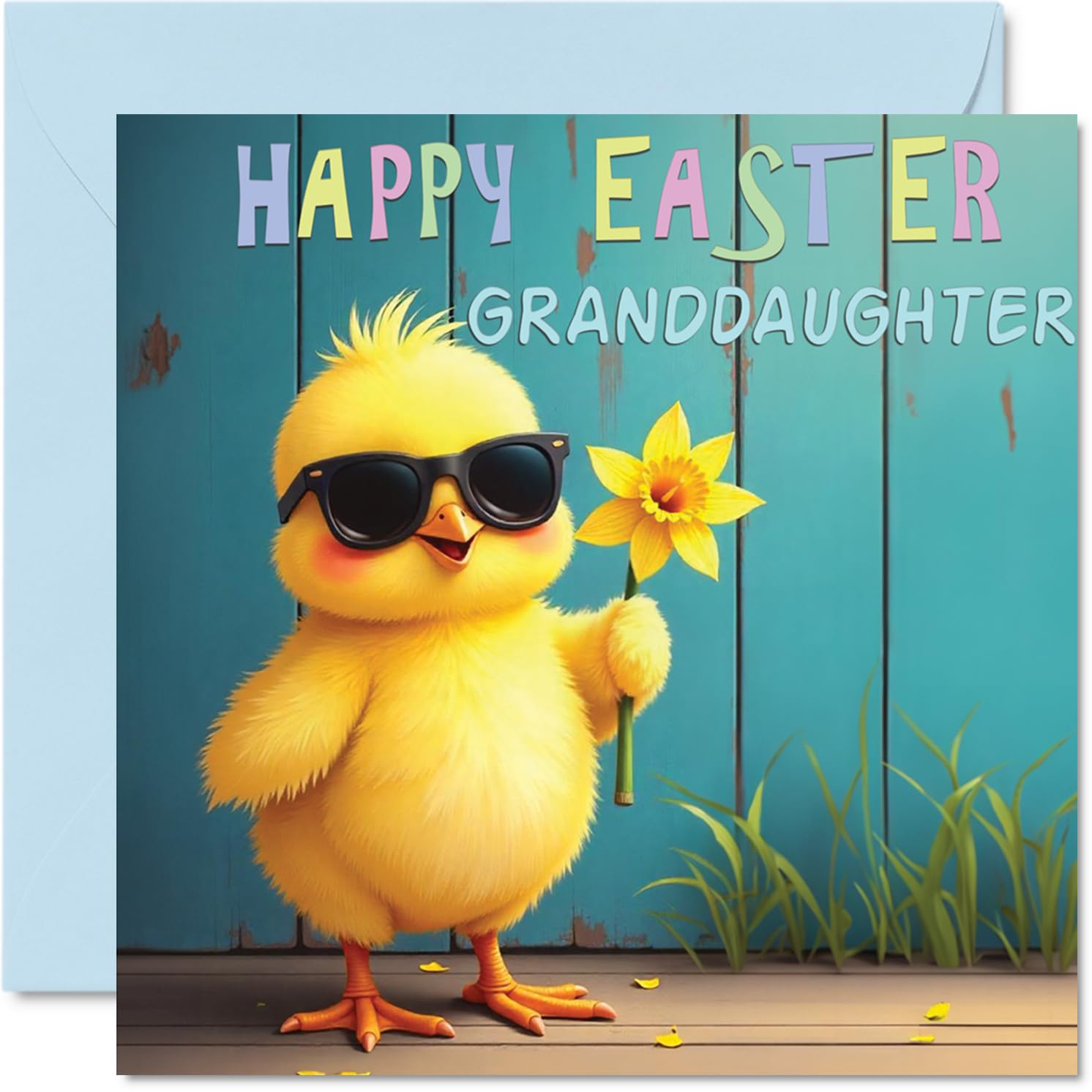 Granddaughter Easter Card - Cool Chick - Happy Easter Card for Granddaughter from Grandpa Grandma, 145mm x 145mm Playful Greeting Cards