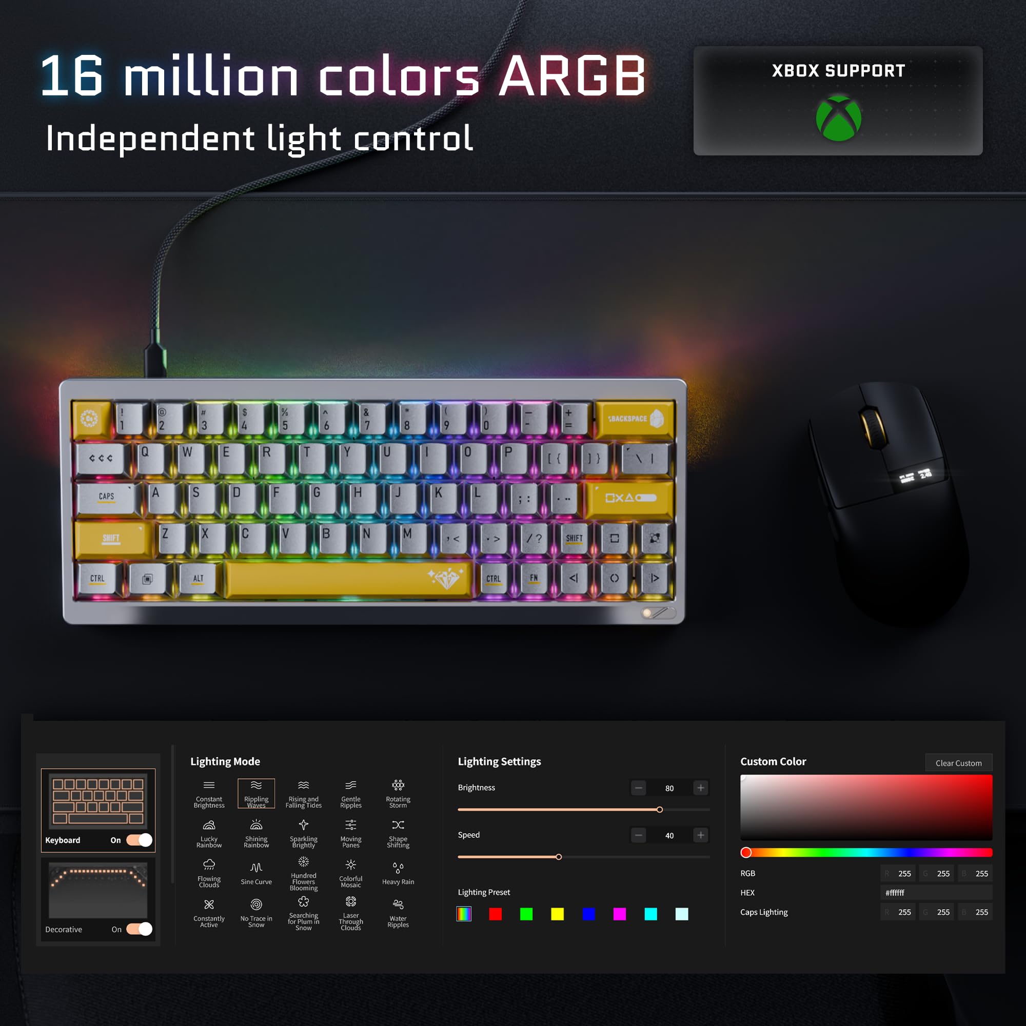 OOCTPK Chilkey SF60 - Tastiera cablata effetto Hall con tasti in metallo, tastiera da gioco al 60% con interruttore WS Flux Swap, attivazione rapida, 16 milioni di ARGB, completamente in alluminio per