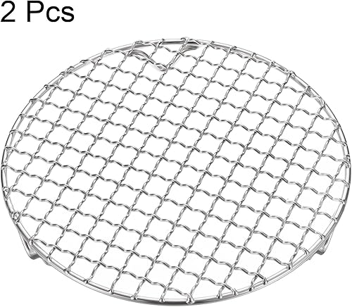 Miniatura 103 de HARFINGTON Rejilla redonda de 6.5 pulgadas de acero inoxidable 201 con alambre cruzado para barbacoa con patas de 0.787 in para cocinar hornear al