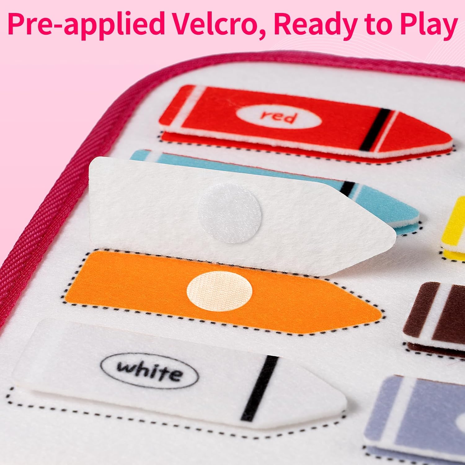 Toddler Busy Board, Montessori Busy Book for Toddlers, 12-Page Quiet Educational Activity Book, Learning Sensory Toys for Motor Skills, Travel Toy for Car Airplane, Girl Kids Birthday Gifts (Pink)