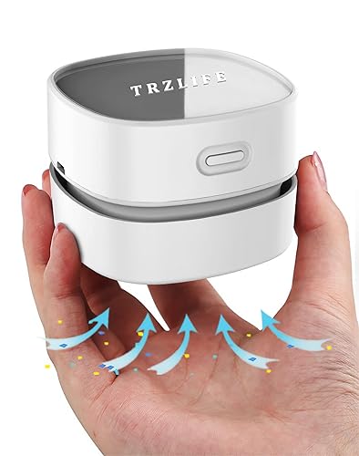 TRZLIFE Desk Vacuum, Upgraded Mini Table Vacuum Cleaner More Durable Desk Accessory That Sucks Tiny Items and Crumbs on Desktop, Drawer, and Countertop Ideal as an Easter Tech White Elephant Gift