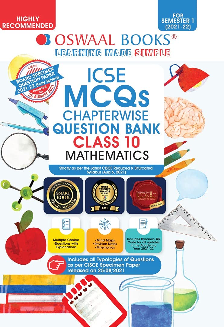 Oswaal Icse Mcqs Chapterwise Question Bank Class 10 Mathematics Book ...