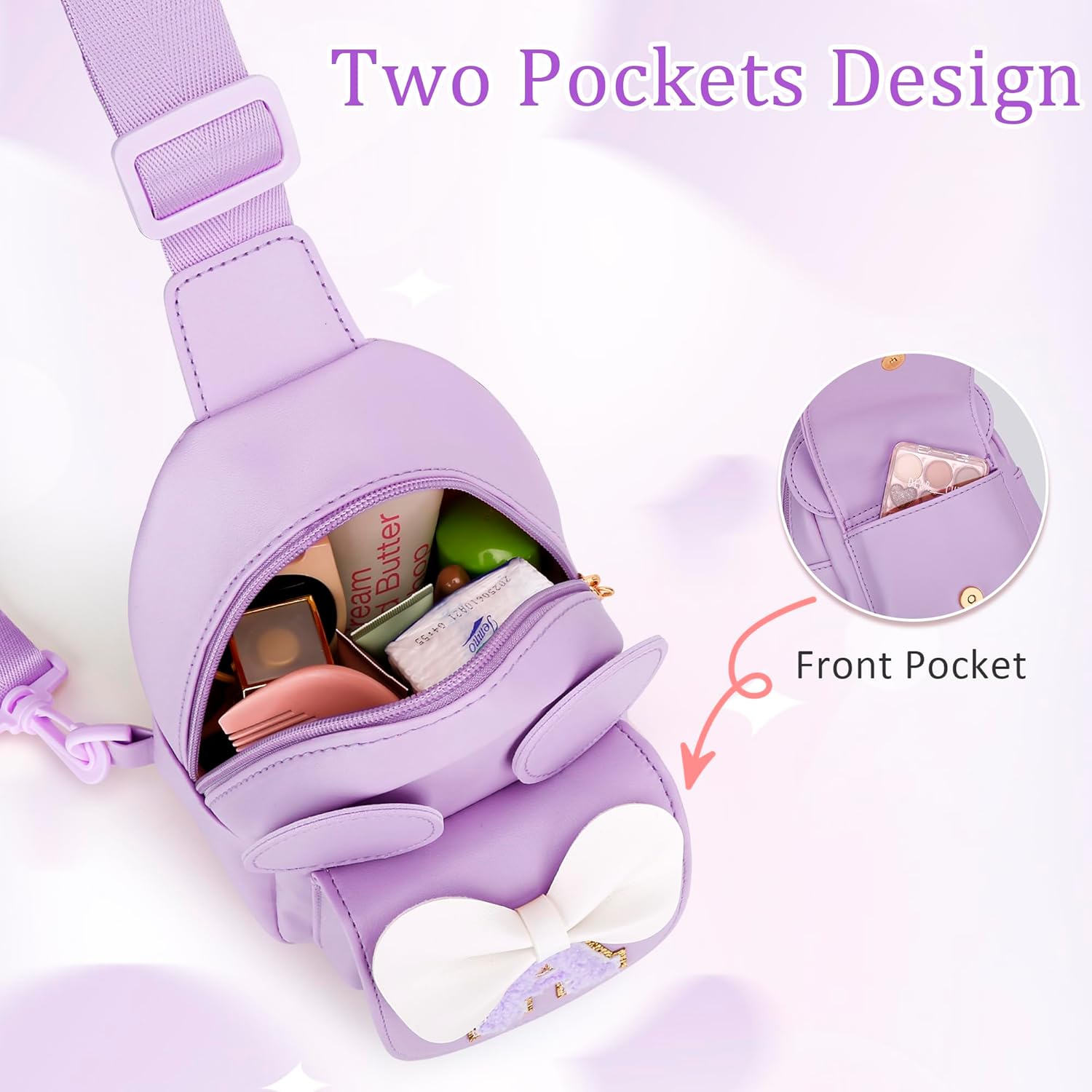 Valentines Day Gifts for Kids, Personalized Birthday Gift for Girls Initial Sling Bag, Small Adjustable Crossbody Bag Cute Purse for 3-8 Years Old Kids (Purple, A) - Image 6