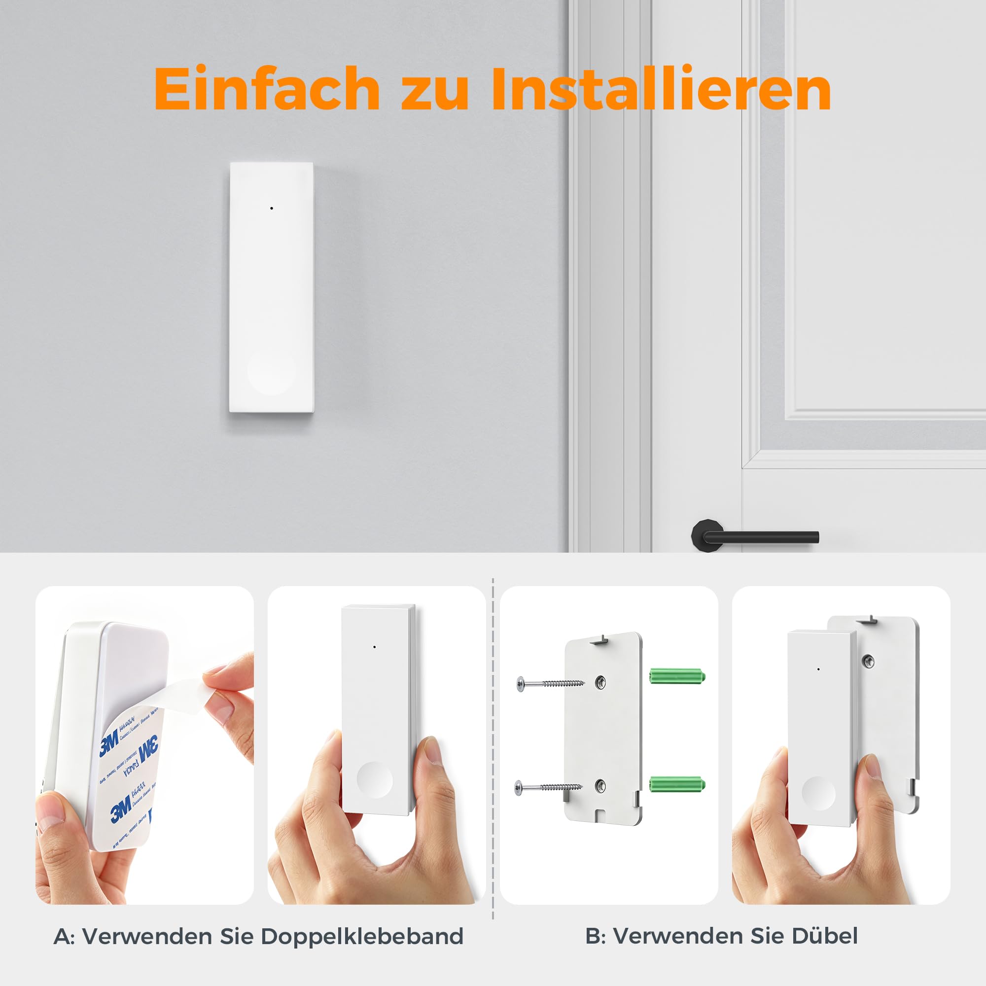 TESSAN Kabellose Türklingel Batterielose, Türklingel Funk mit EU Steckdose, Wasserdicht Klingel Funk mit Steckdosen, Funkklingel mit 4 Lautstärke Stufen, 32 Klingeltöne, 150M