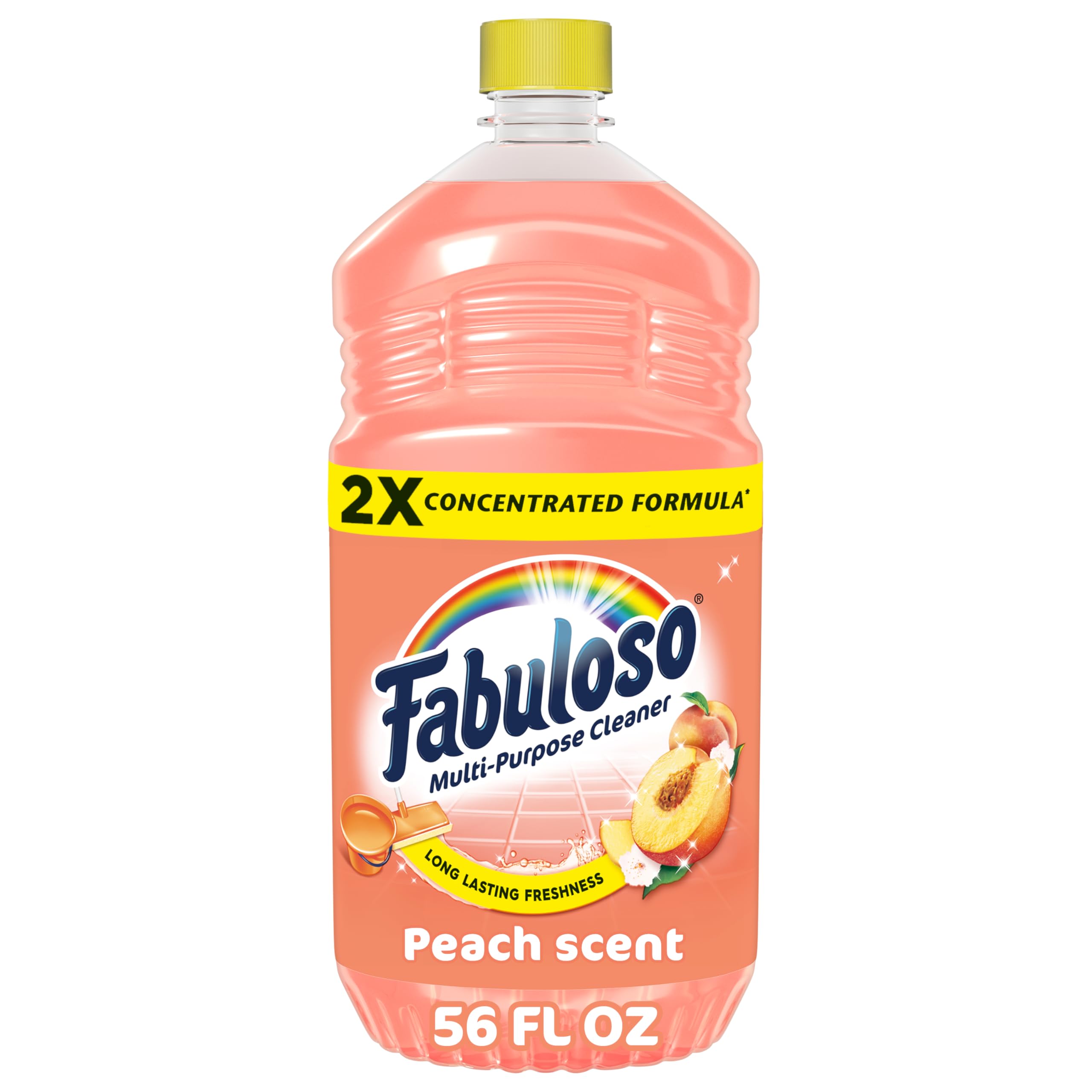 Fabuloso 2X Multi-Purpose Cleaner, No Rinse Floor Cleaner, Long-Lasting Freshness, Peach Scent, 56 fl oz Peach 56 Fl Oz (Pack of 1)