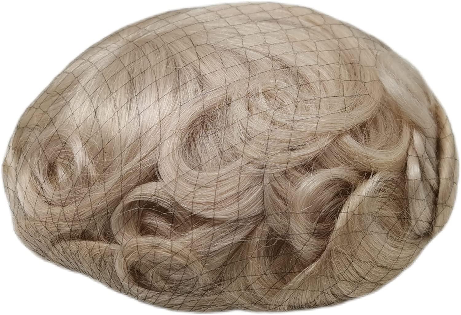 NLW Toupee for Men 0.04 Thin Skin Double Knots 25mm Curl Hairpiece 100% Human Hair System for men wigs Men's Toupee Durable Men's Toupee Real Hair Base Size 8x10 Inch 120% Density #Gray - Image 3