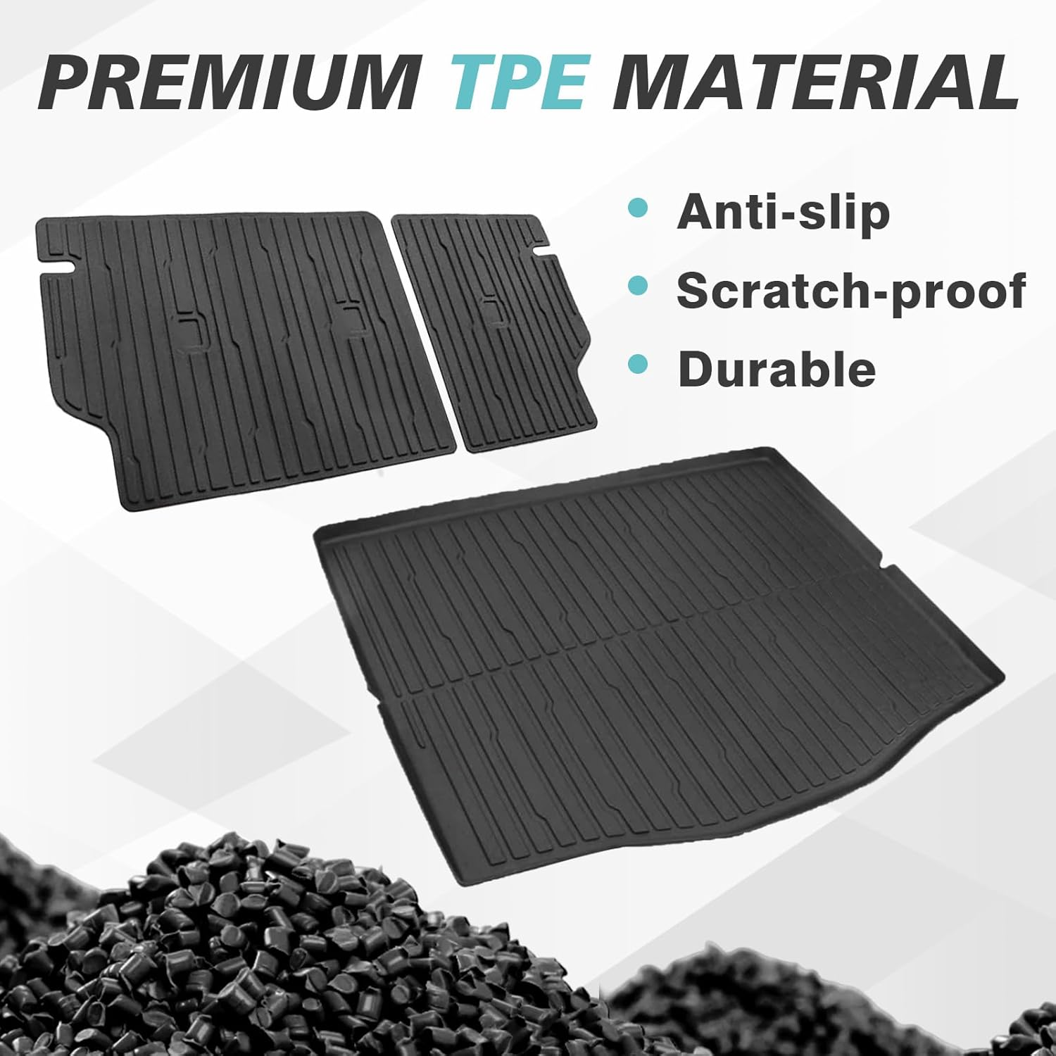 BestEvMod Vehicle Mat Cargo Liner Compatible with Mustang Mach E 2021-2026 Cargo Liner Trunk & Second Row Seats Back Mat Set of 2 All Weather Seat Protector Mat(Trunk Mat+Seats Back Cover) - Image 2