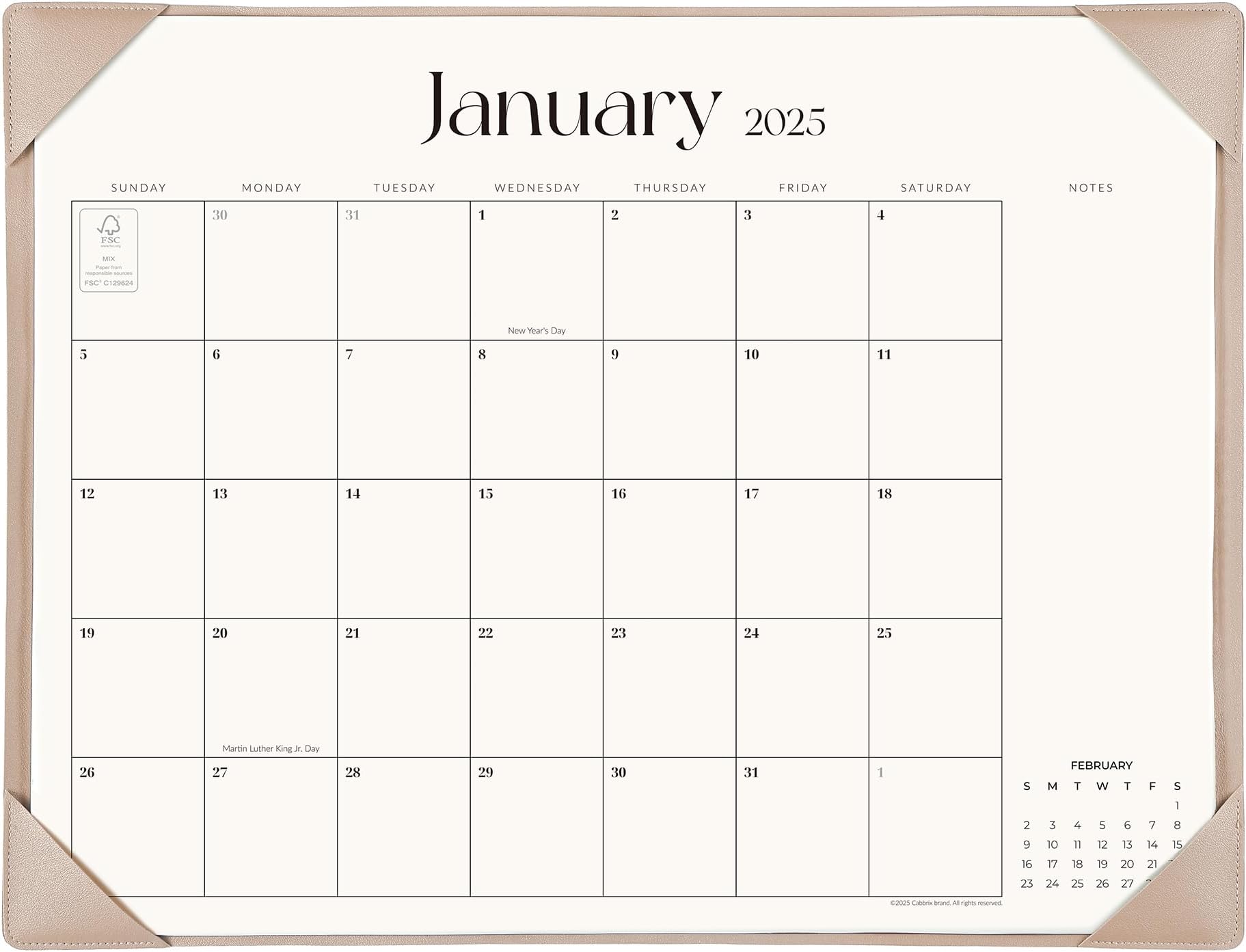 CabbrixSimplified Desk Calendar 2024-2025 with Desktop Mat, Large Desk Pad Calendar 21 x 16.5 Inch Runs From Jan 2024 to Jun 2025, Desk Blotter Calendar for Home School and Office (Apricot)