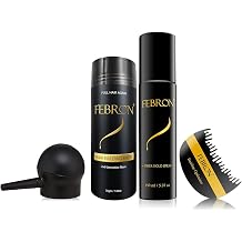 FEBRON Full Tool Kit 4 Items 30gm Hair Building fibers Bottle, 150ml FiberHold Spray, Pump, Hairline Optimizer Silver/White