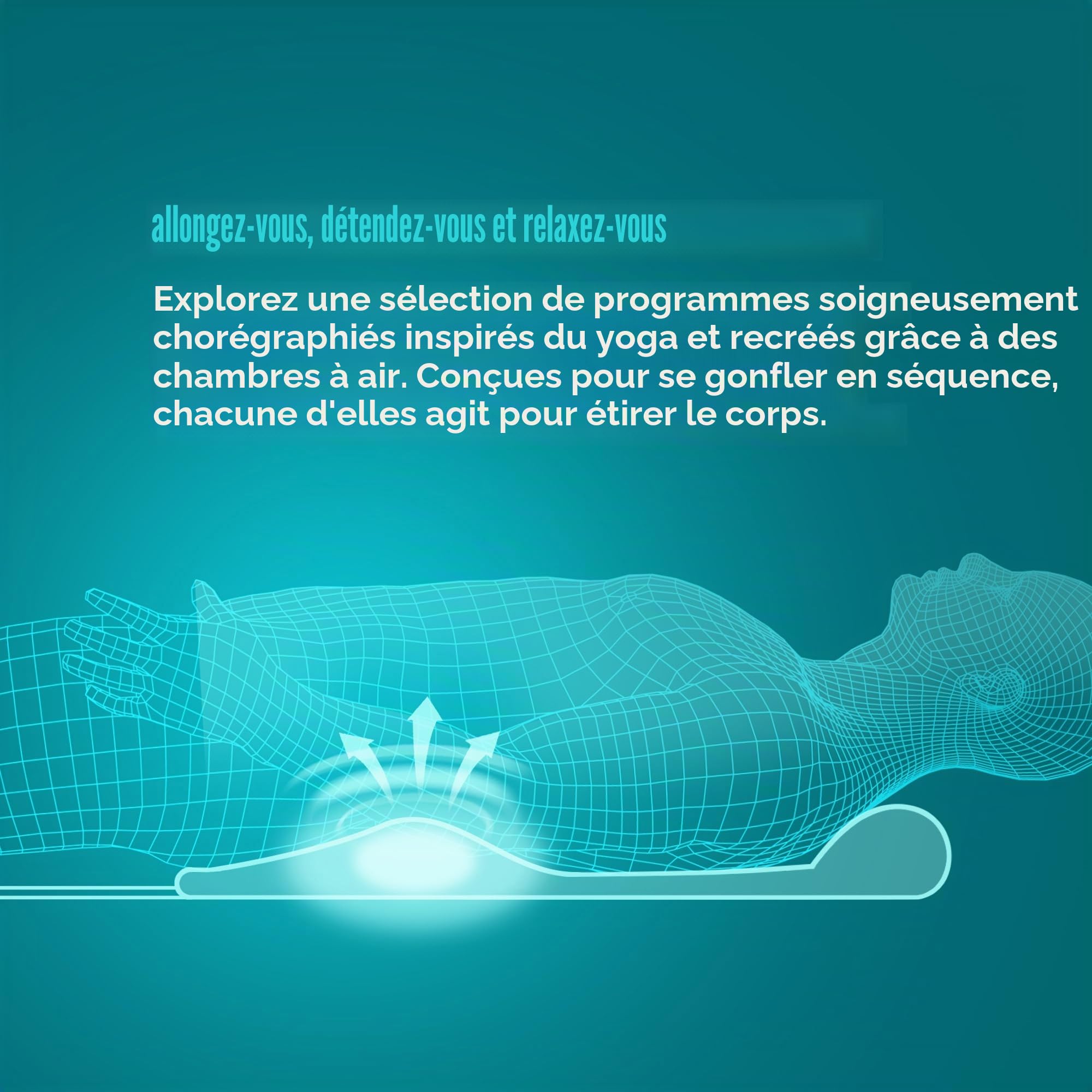 Matelas XS d'Étirement HoMedics – Inspiré par le Yoga, Contrôlable Télécommande, Pré-Programmable Yoga/Étirements Maison, Dos, Épaules, Support des Hanches, Matelas Pliable Oreiller de Support – Gris