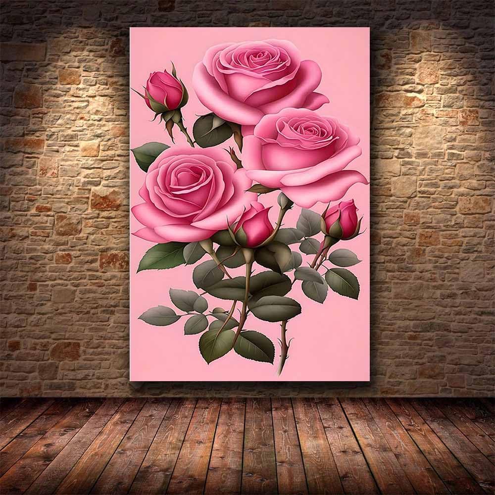 QUSAAOU Wandbilder Wohnzimmer Schön Rosa Florale Blüte Leinwandbild Im Modernen Stil Mit Naturmotiven,Geeignet FüR Schlafzimmer Und Wohnzimmerflure(Rosa)-60x90cm Gerahmt