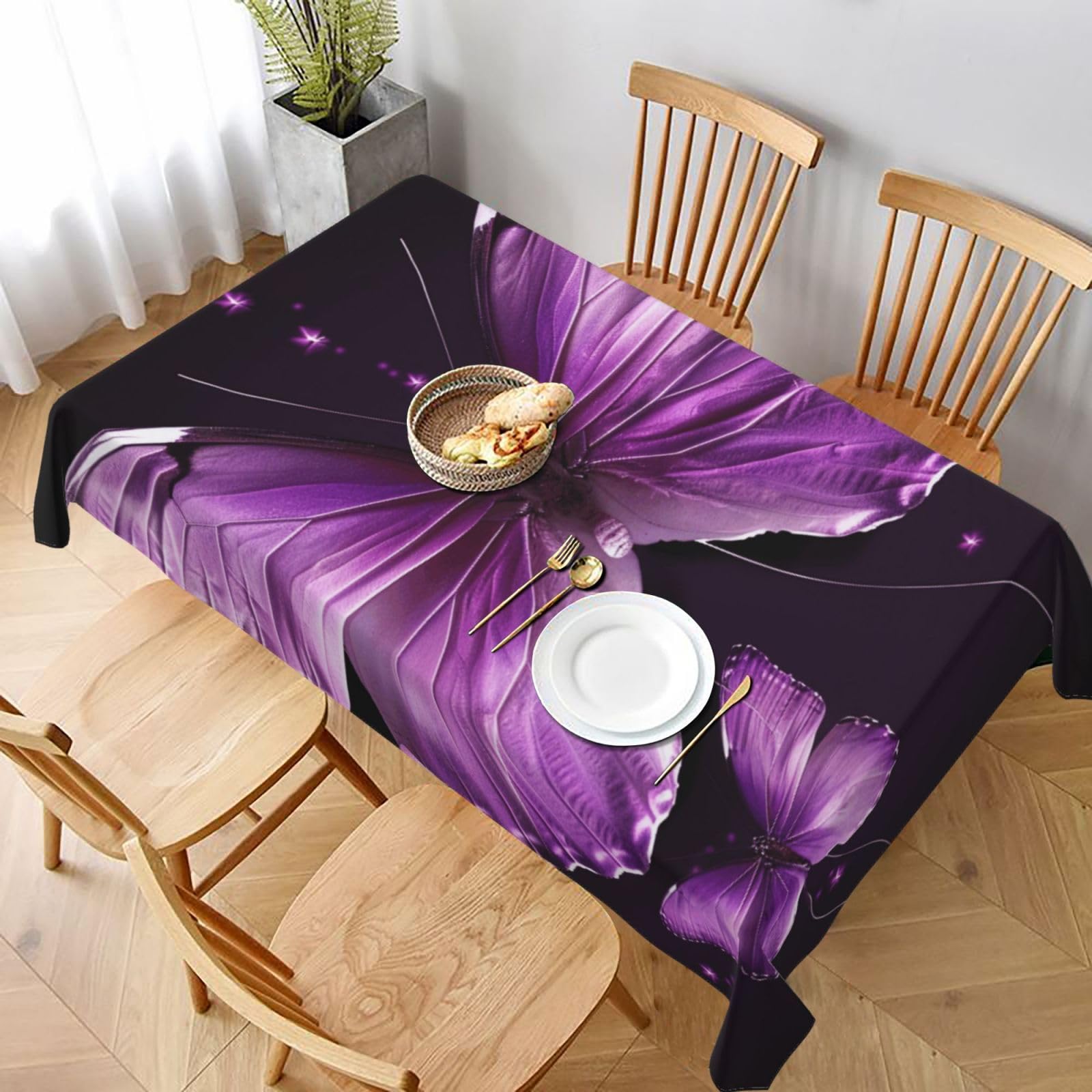 WPKJU Lovely Butterfly Printed Tablecloth 60x90 in Water Resistant Table Cover Washable Rectangle Table Cloth for Dining Tables