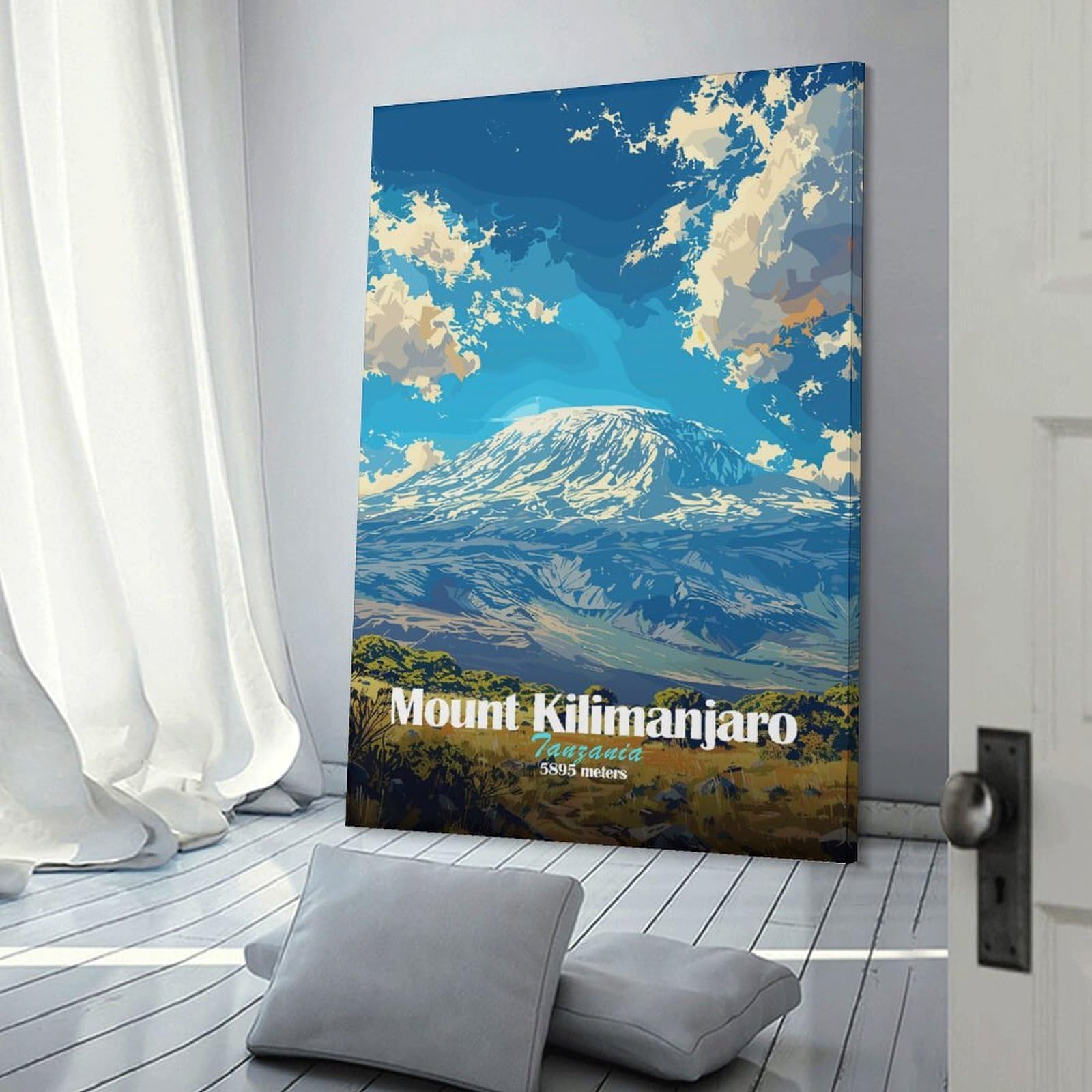 Junmoney Mount Kilimanjaro Room Decor Wall Art 24x36inch(60x90cm), for Bedroom, Guest Room Or Reading Nook, An Easy Wall Refresh for Bedrooms
