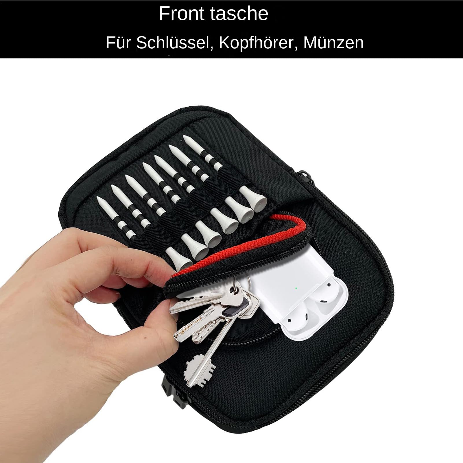 Golfball Speicher - Kompaktes Accessoire Organizer Bag | Leichter wasserdichte Golfbeutel mit Reißverschluss für einfache T -Shirt und Ballzugang, ideal für Männer und Frauen während des Spielspiels,