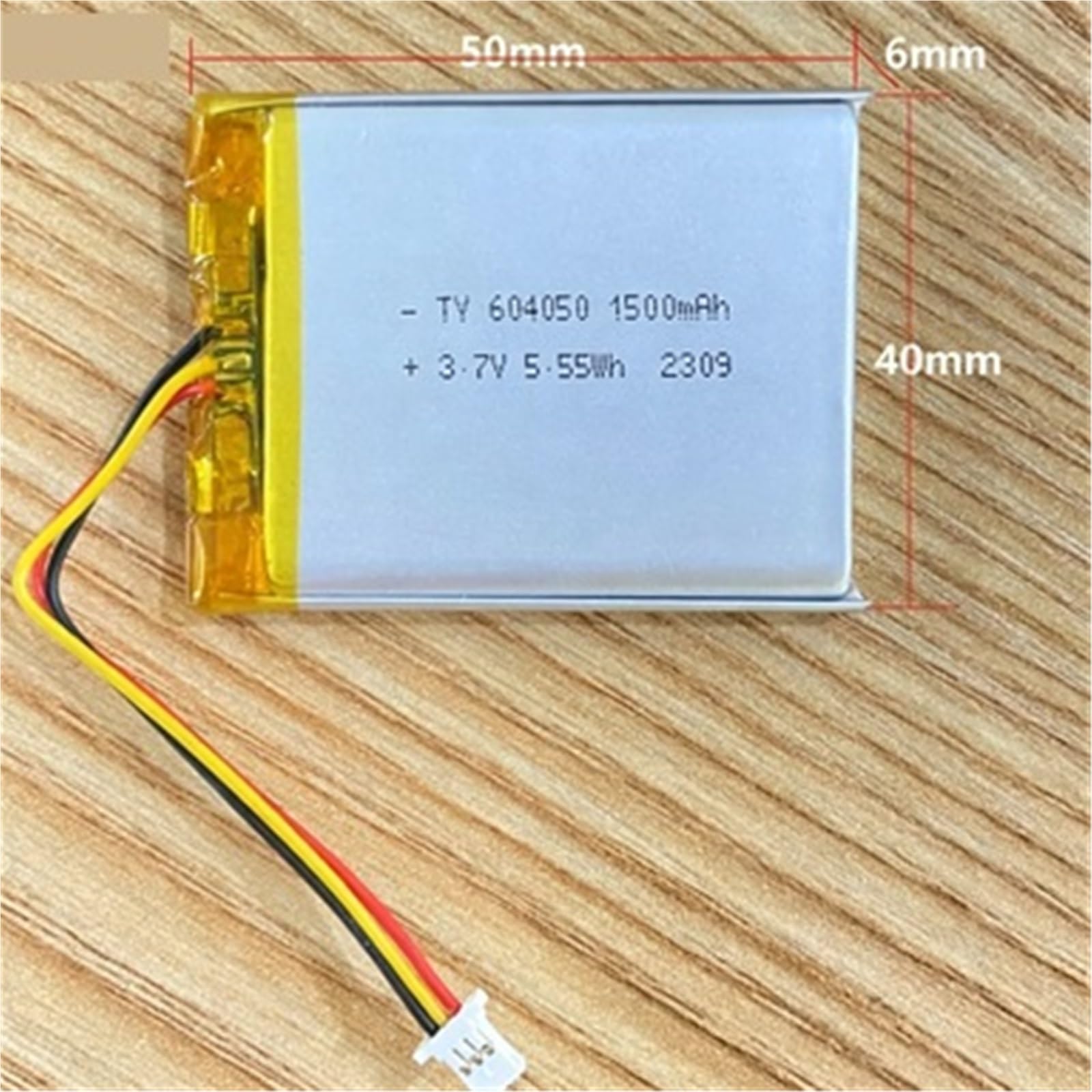 Batteria polimero litio 604050 3,7V 1500mAh, spina 3 pin tablet power bank